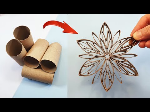 DIY Easy Snowflake from Toilet Paper Roll - Winter Decor Idea #2