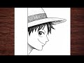 رسم لوفي بمنظور جانبي بقلم الرصاص رسم انمي سهل كيفية رسم الأنمي خطوة بخطوة 