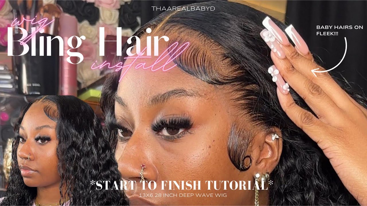 TIKTOK SHOP 28-INCH DEEP WAVE WIG | INSTALL, BABY HAIR, + STYLING FT. BLING HAIR