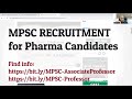 MPSC pharma recruitment || 16 posts under Public service commission