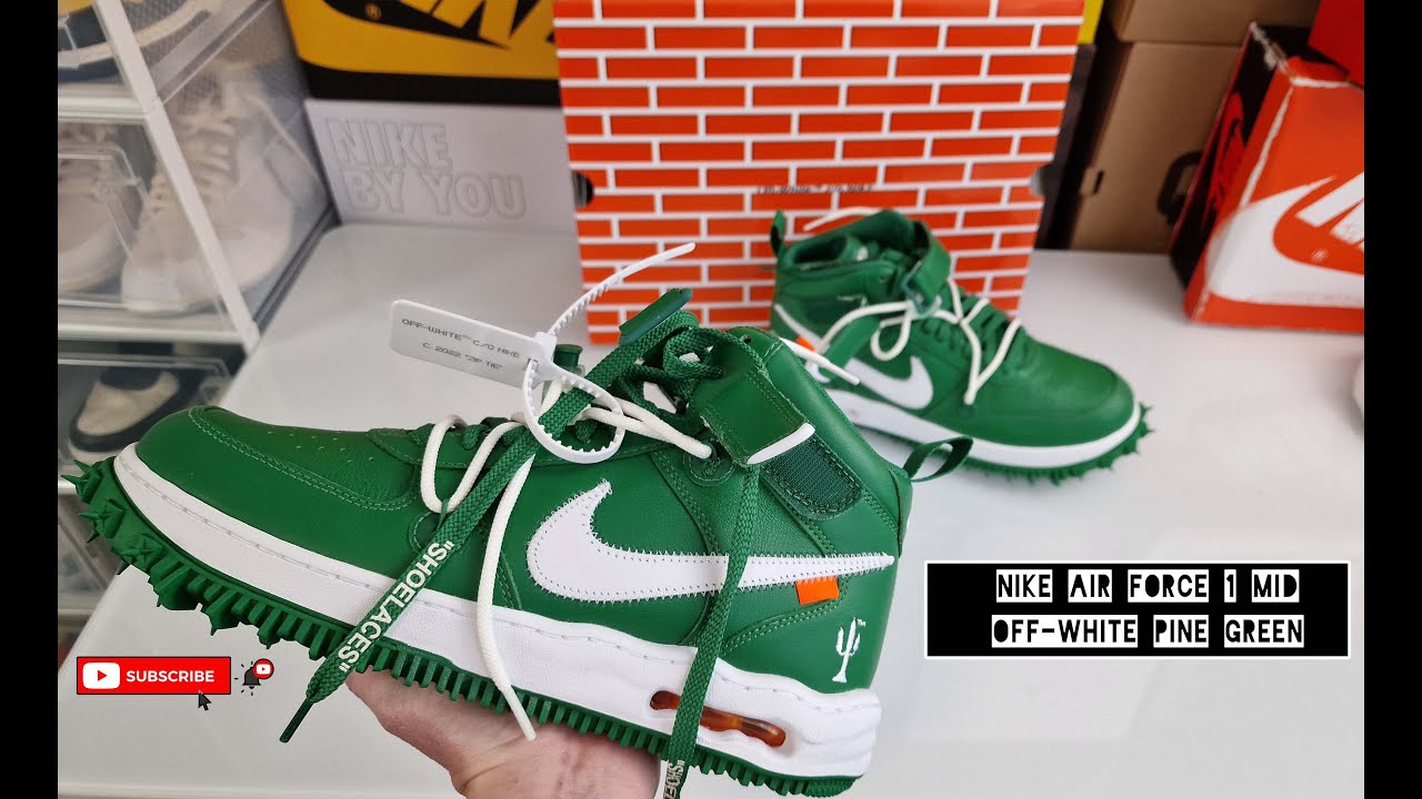 Nike Air Force 1 Mid Off-White Pine Green - On Feet and Check * NicE 85% 