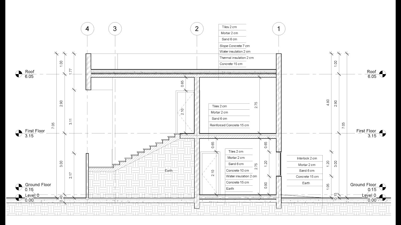 شرح الشيت الأول للإنشاء المعماري أولى عمارة _الجزء الثالث : القطاع الإنشائي للمبنى وطبقات التشطيب
