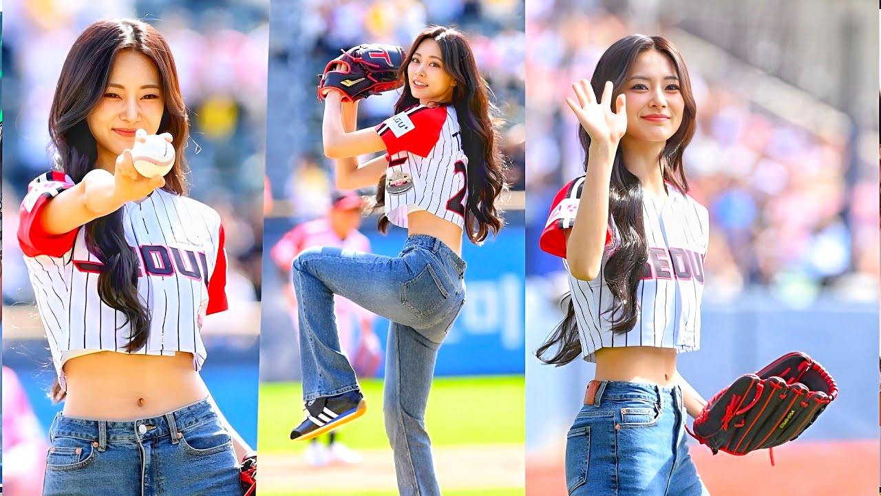 TWICE's Tzuyu stuns in ceremonial baseball pitch - YouTube