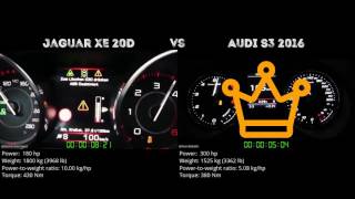 Jaguar XE 20D  vs Audi S3 2016 // 0-100 km/h Audi A3 Vs Jaguar Xe