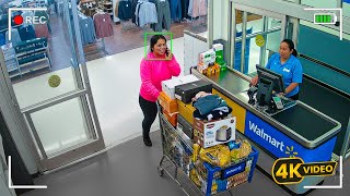 Woman Tries Leaving Walmart With a Full Cart Like It’s Normal