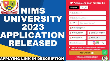 NIMS University 2023 Application Form (Released) - How To Apply for NIMS University 2023