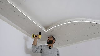 explanation of designing a ceiling (Curved with straight) gypsum board