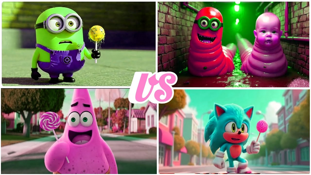 MINION SONIC PATRICK EAT DIRTY CANDY🍭🍭AND TURN INTO A MONSTER🆚️Minion Worm Baby Worm