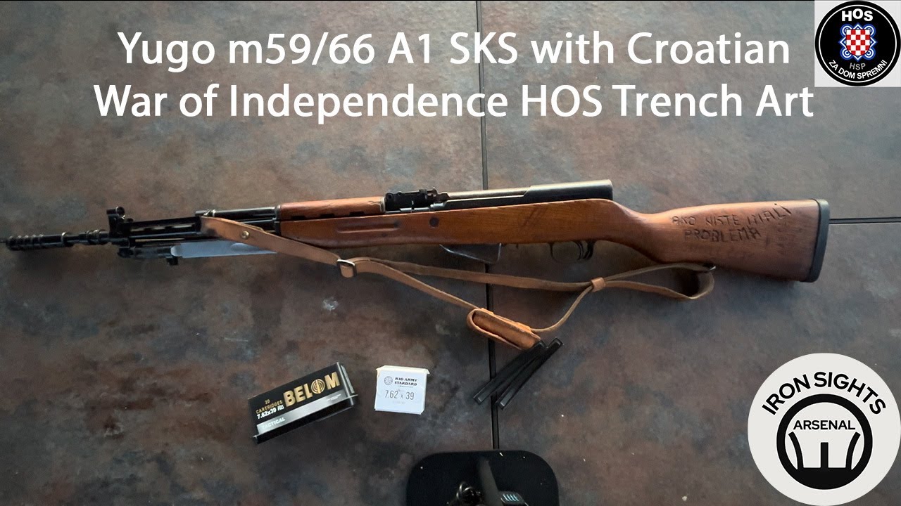 Yugoslavian M59/66A1 SKS with Croatian War of Independence HOS Trench Art