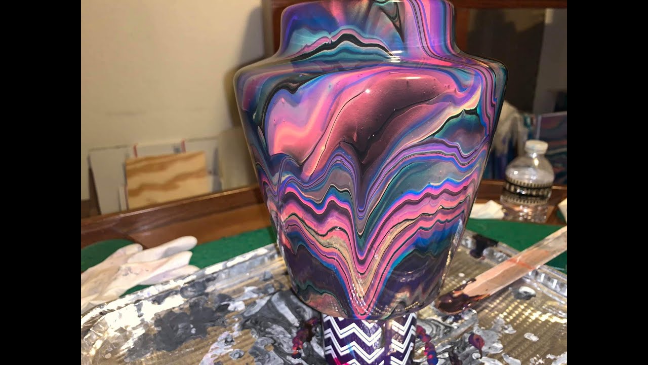 Big vase with Neon Arteza pre-mixed acrylic paints..with black light