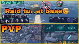 ( ARK MOBILE ) FRESH START🔥 Raid turret base 🤯without rocket😋OP LOOT