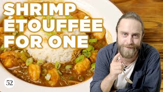 A Single Serving Cajun Classic: Shrimp Etouffée for ONE! One Pot Cooking For Men Langostino Etouffee