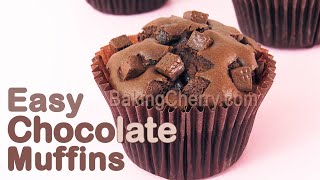 Easy CHOCOLATE MUFFINS! How to Make Chocolate Muffins Filled with Chocolate Chips | Baking Cherry