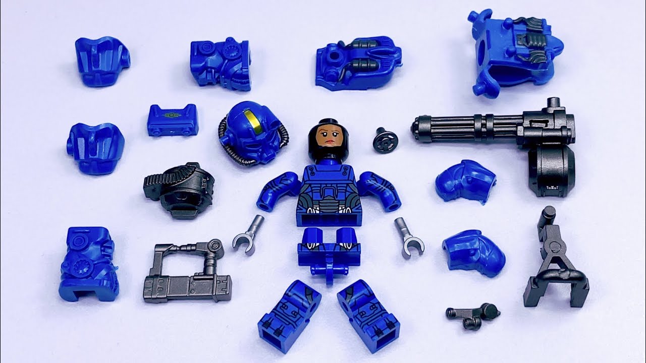 Кастомная силовая броня LEGO Fallout T-60 — синяя версия | Неофициальные минифигурки