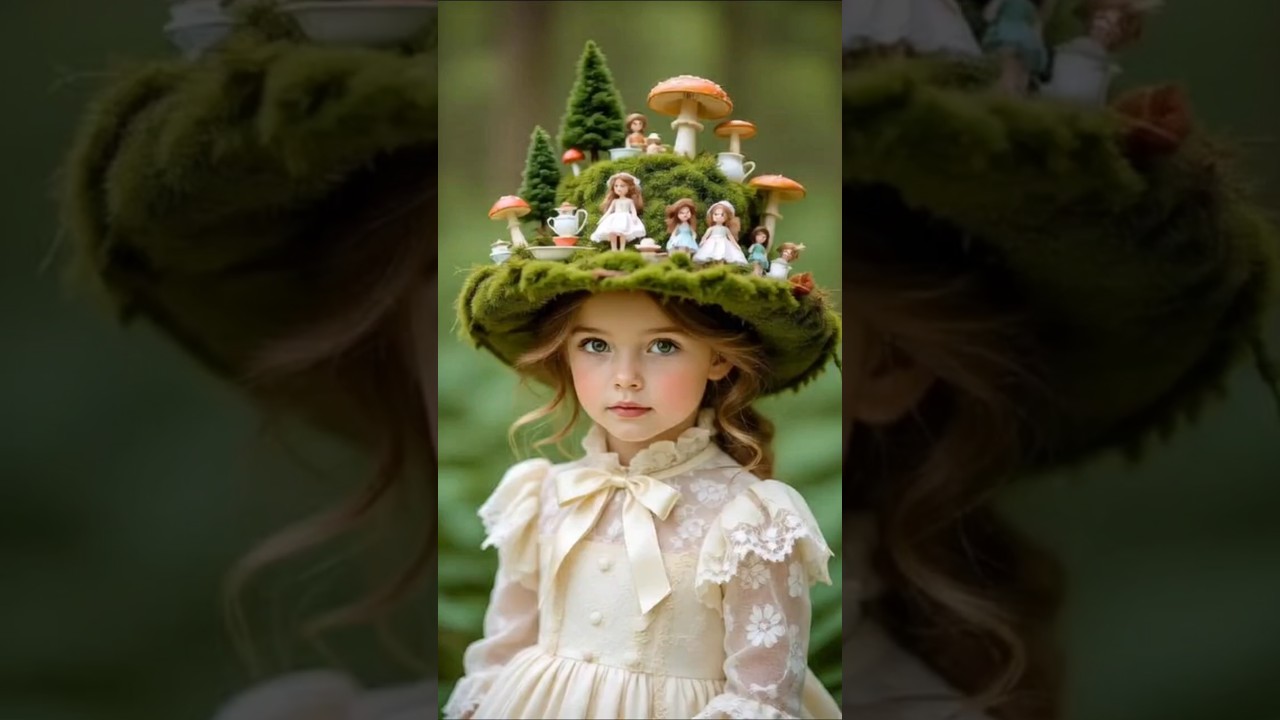 🌿✨ Fairy Tale Fantasy Girl | Magical Forest Hat & Dreamy Portrait 👧🍄