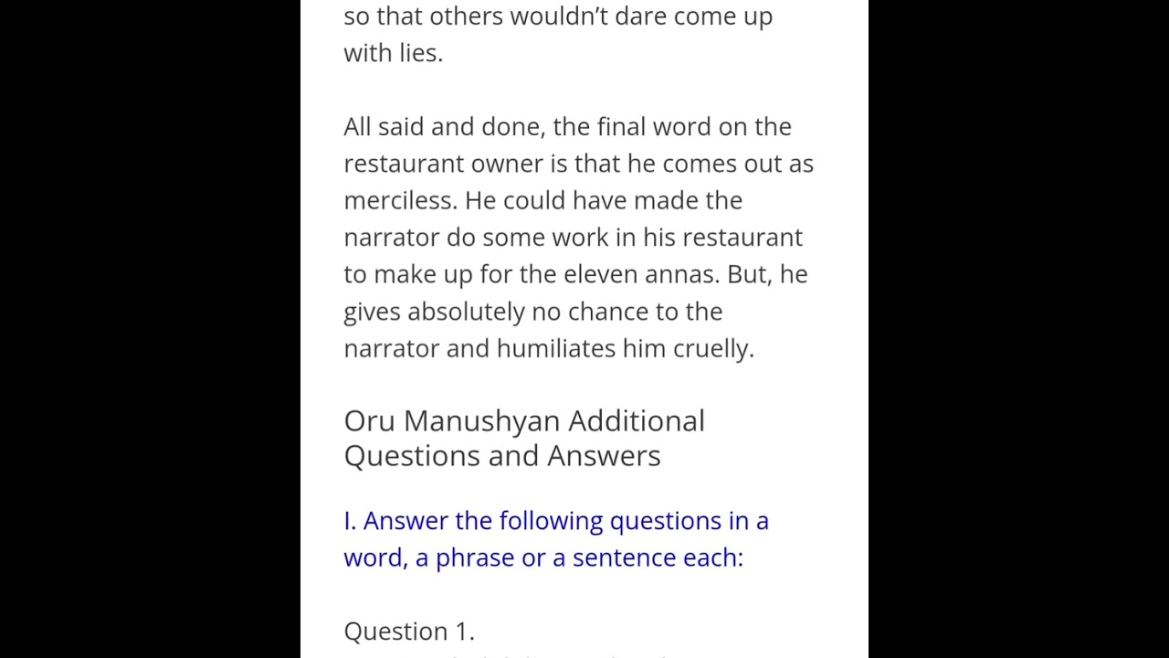 Oru manushya 1year notes