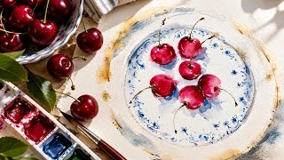 How to Paint Cherries in Watercolor 🍒 | Easy Still Life Watercolor Tutorial