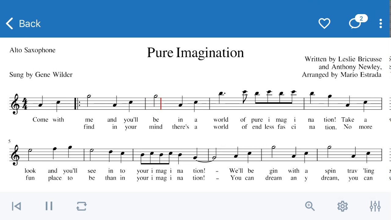 Pure Imagination Alto Sax Sheet Music YouTube