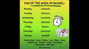 Day Of The Week In Kiswahili 