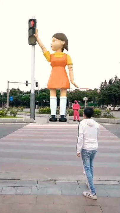 Squid Game Doll - Traffic in Road || #squidgame || #shorts