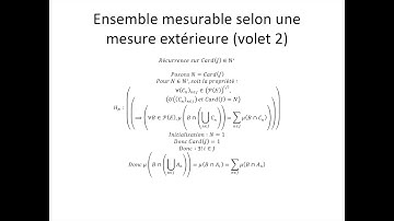 Théorie de la mesure partie 17 : Ensemble mesurable selon une mesure extérieure (volet 2)