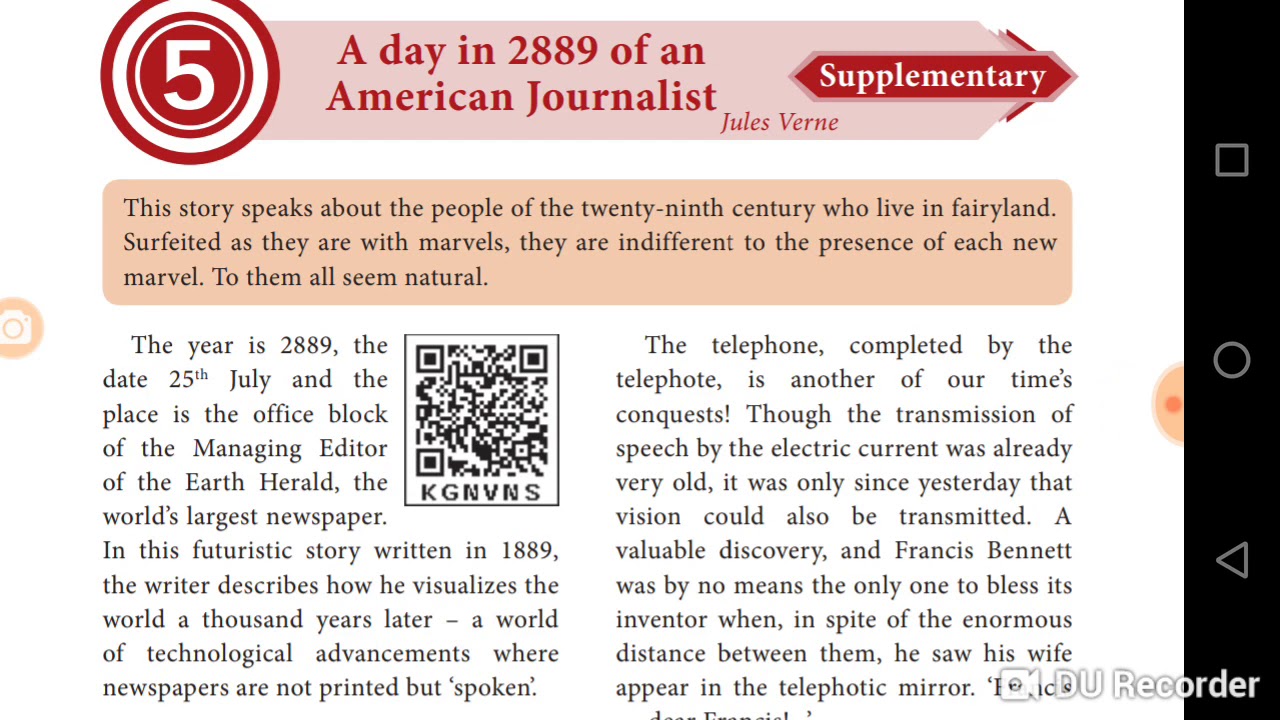 A Day In 2889 Of An American Journalist 10th New Book English Unit 5 