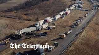 video: Watch: More than 40 vehicles involved in pile-up on Wisconsin interstate