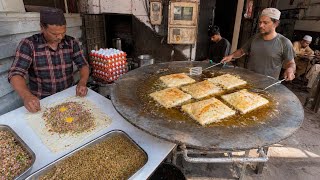 Mega Chicken &amp; Mutton Stuffed Paratha Making on a Giant Oil Tawa | Indian Street Food