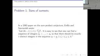 CANT 2026: Mel Nathanson, Three problems in additive number theory