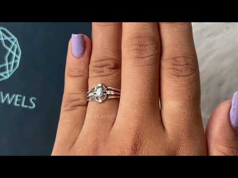 Half Moon Shape Oval Split Shank Diamond Ring @ourosjewels