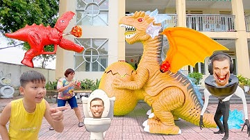 Tổng hợp video vui nhộn ở nhà trẻ, Kem Ốc và khủng long săn skibidi toilet cứu con bò P2.Theu Chanel