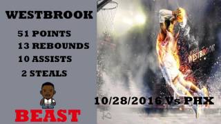 Top 5 Best Russell Westbrook Insane Statlinesgames 20162017 Season