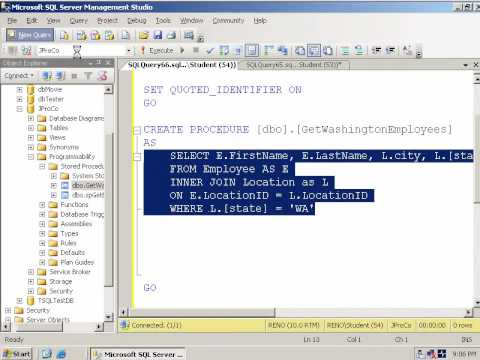 Introduction to creating Basic stored procedures in SQL Server 2008