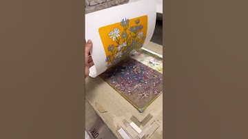 Printing process “Summer flowers” reduction linocut #printmaking