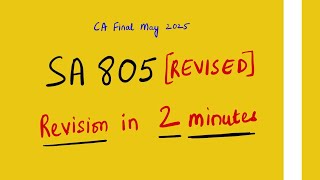 Auditing SA 805 Overview of Topic for brief understanding (Revised/ Amended)CA FINAL May 25|