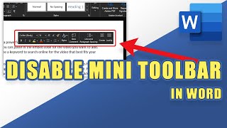 How to Disable the Mini Toolbar from Popping Up in WORD