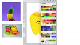 Draw cute vegetables in Procreate on iPad. Рисуем милые овощи: болгарский перец, морковь, огурец screenshot 4