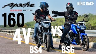 TVS APACHE 160 4V | BS6 VS BS4 | Long Race | Race Till Their Potential | Top Speed