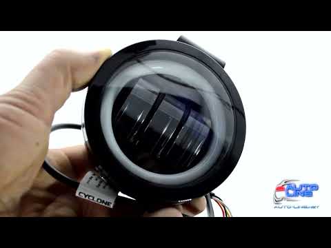 DRL LED-фара ближнього світла з ходовими вогнями (круг) — Cyclone WL-F8 30W+DRL Driving (ближнє світло + ходові), видео 1