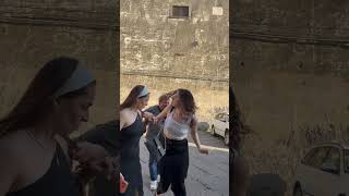 Man Unexpectedly Joins Women During Public Video Shoot
