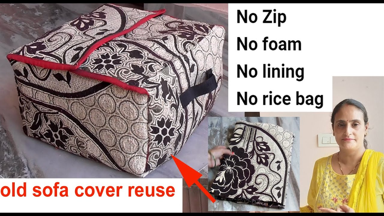 No Zip / No foam / no lining /No rice bag-old sofa cover reuse idea/saree storage bag making /sewing