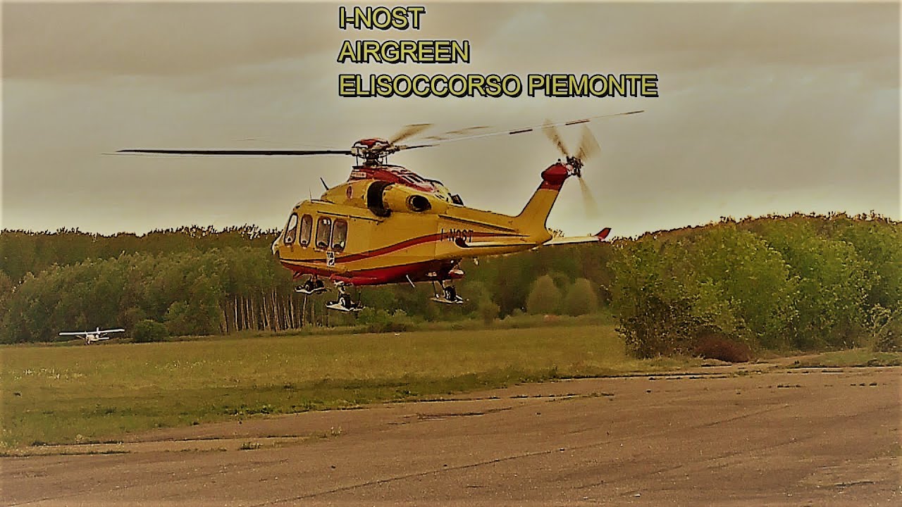 I-NOST AW139  atterraggio e decollo  all'aeroporto di Vercelli domenica 25-4-22 #Airgreen #AW-139