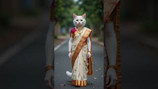 Cat Wearing Saree for clicking photos #shorts #funny #trending