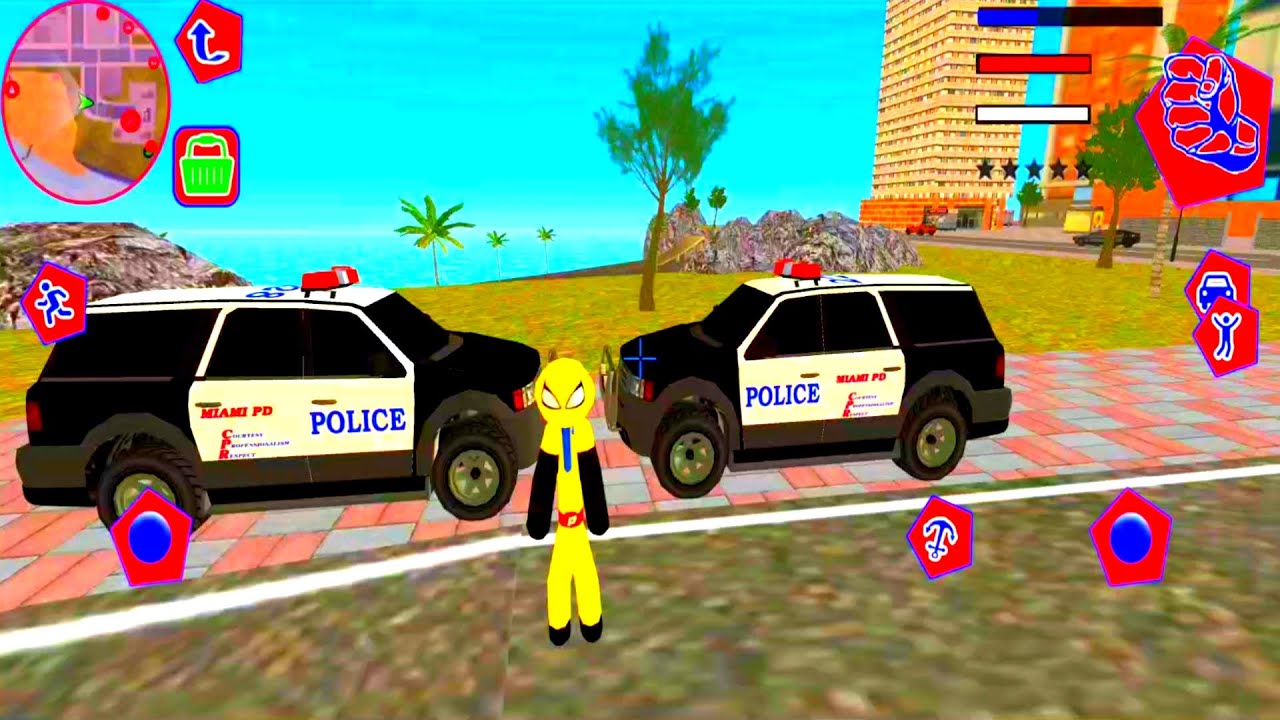 US Police Spider Stickman Rope Hero Video