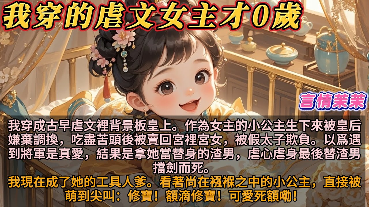 《我穿的虐文女主才0歲》我穿到古早虐文成了背景板皇上。作為女主的小公主生下來被皇后調換，又被賣回宮裡當宮女。遇到了將軍以爲是真愛，結果被虐心虐身而死。我看著襁褓中的小公主：修寶！額滴修寶！可愛死額嘞！