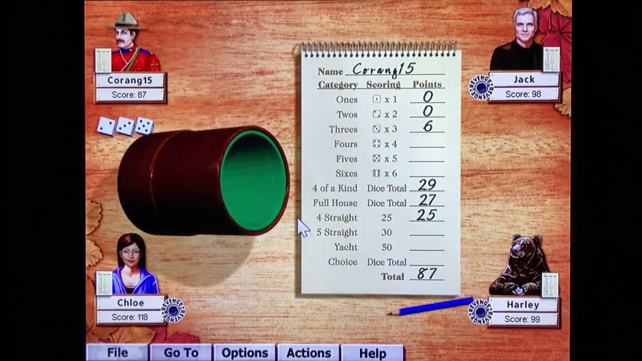 Corang15 plays... Classic Hoyle Games! Episode 131, Yahtzee