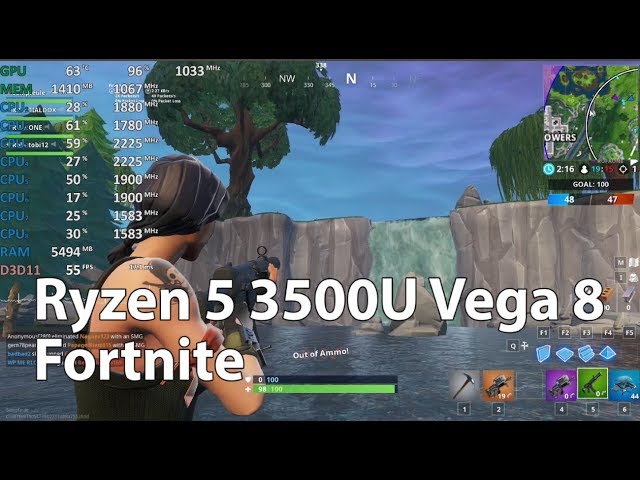 AMD Ryzen 5 3500U Vega 8 Review - Fortnite Season 8 - YouTube