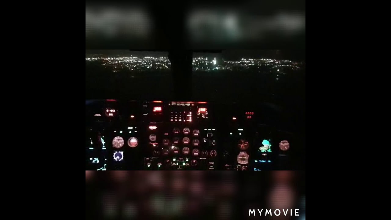 DASH 8 Q200 NIGHT LANDING MOMBASA COCKPIT VIEW