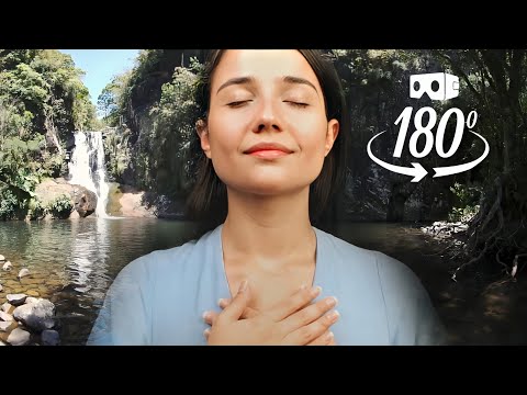 VR ASMR: SUSSURROS PARA RELAXAR NA CACHOEIRA - REALIDADE VIRTUAL 180° - MEDITAÇÃO GUIADA PARA DORMIR