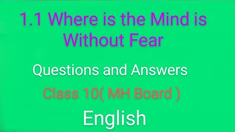 10th English | Where The Mind Is Without Fear...| Chapter 1.1 Question and Answers @SumitGupta_OP